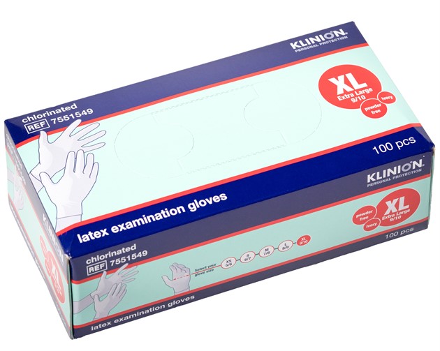 Handskar Latex puderfri Klinion Protektion XL 100st/fp
